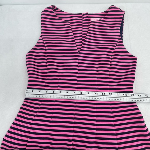 Lilly Pulitzer Brielle Hotty Pink Ottoman Stripe Stretch Fit Flare Dress Size M - Picture 6 of 10